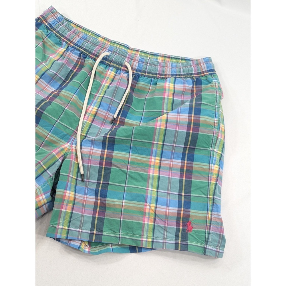 Polo Ralph Lauren‎ Swim Trunks Mens Size Large Pastels Plaid Lined Shorts